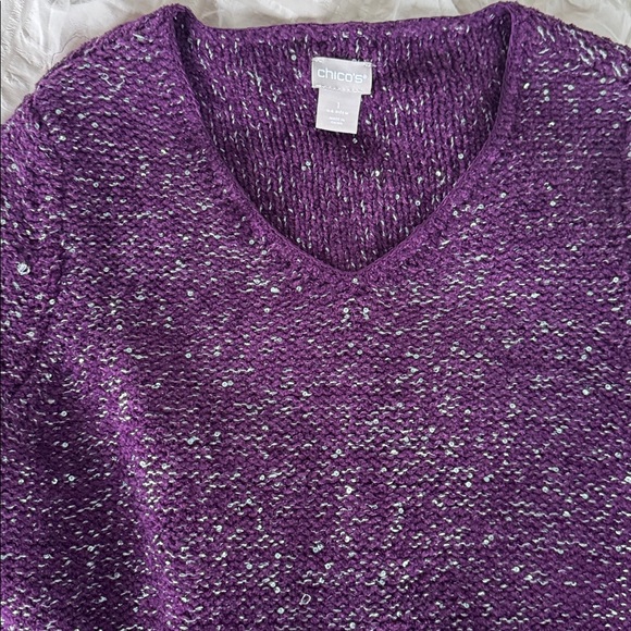 Chico's Sweaters - Holiday Day sparkle - Chico purple/metallic sweater